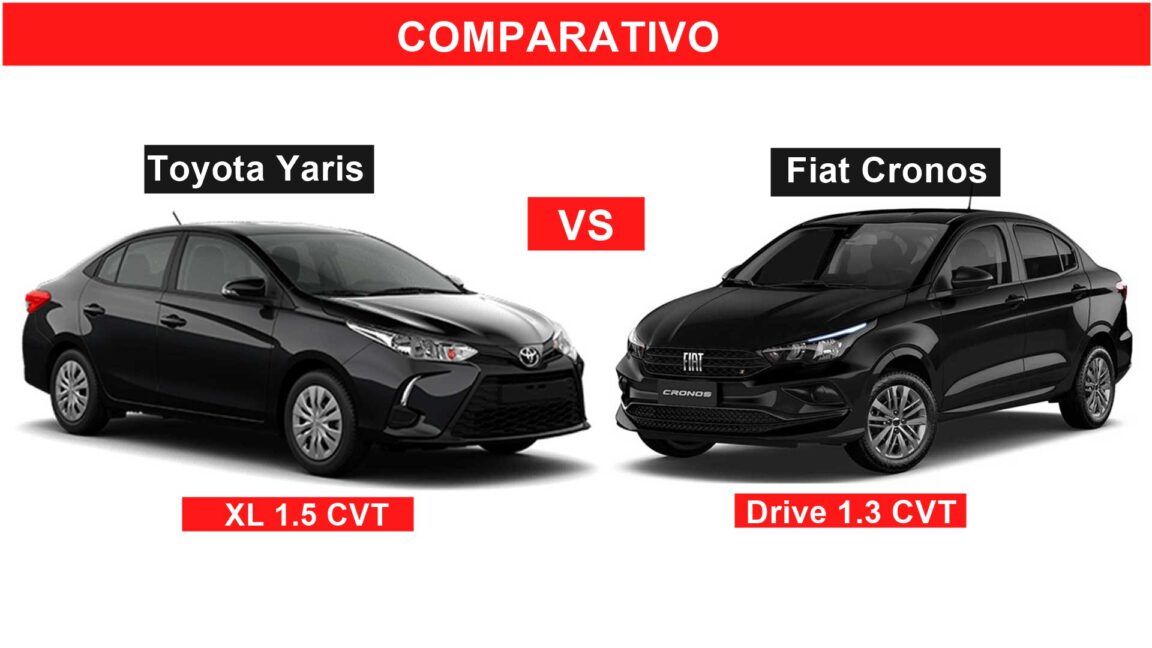 Comparativo: Fiat Cronos Drive 1.3 CVT x Toyota Yaris Sedan XL 1.5 CVT